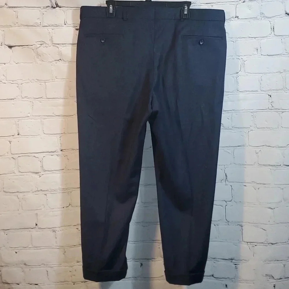 BALLIN CLASSIC Blue/Gray 90% Wool Flat Front Cuffed Dress Pants 38 - Picture 7 of 13